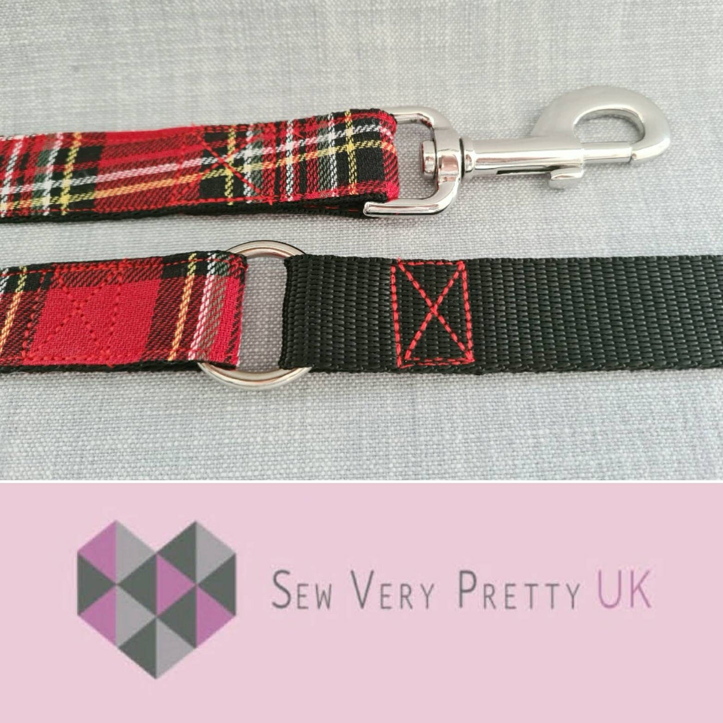 Red tartan dog lead