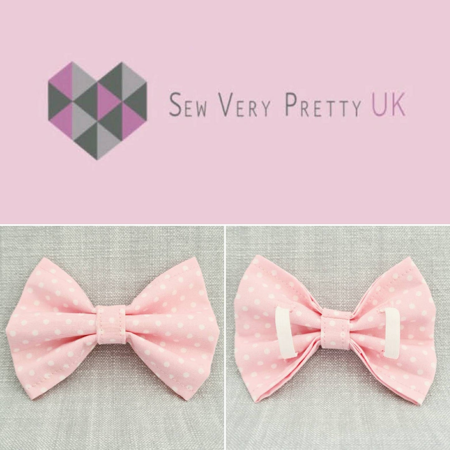 Pink polka dot bow tie