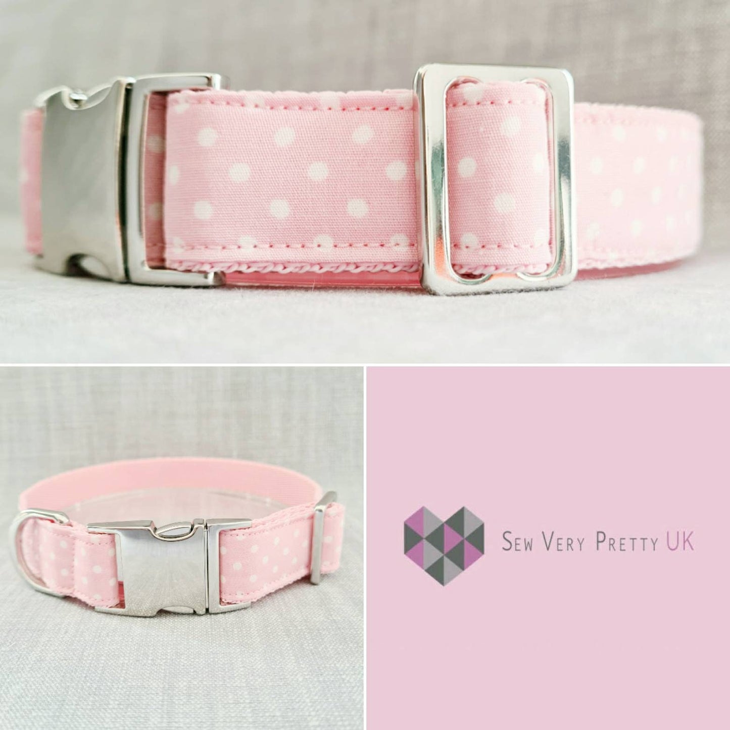 Pink polka dot dog collar
