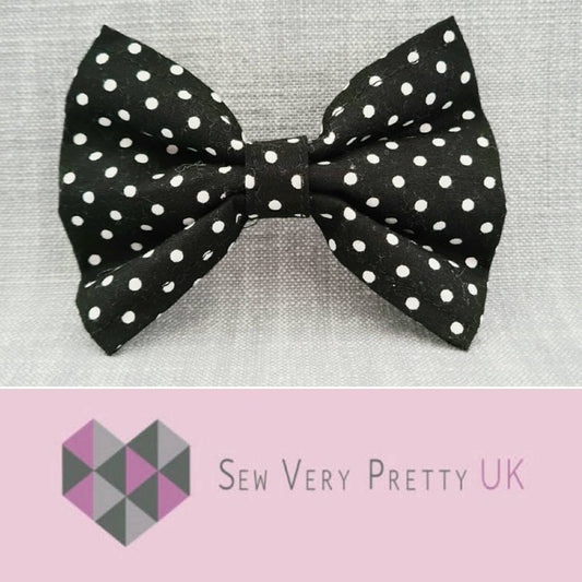 Black and white polka dot bow tie