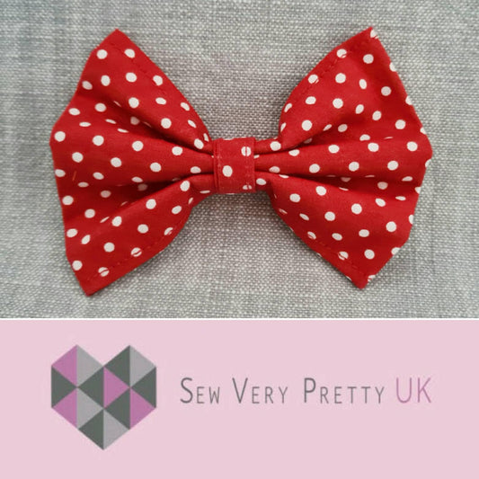 Red polka dot bow tie