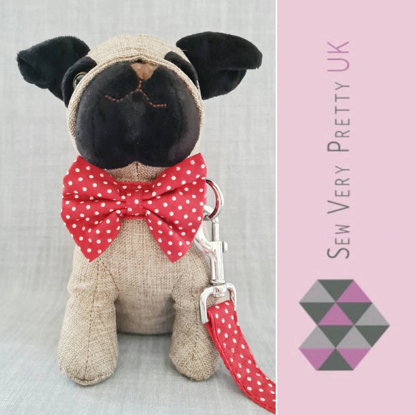 Red polka dot dog lead