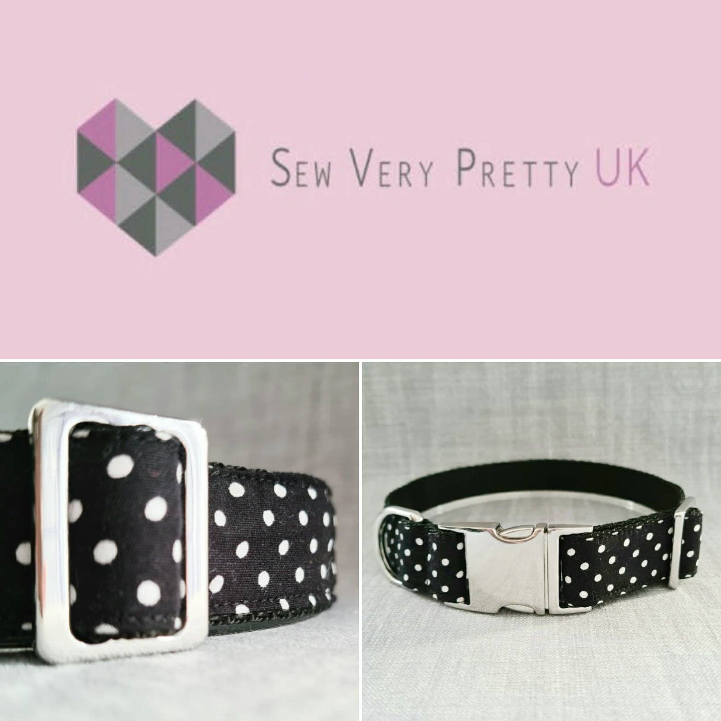 Black and white polka dot dog collar