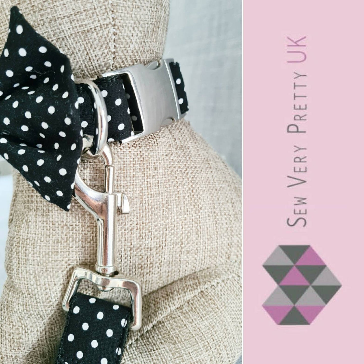 Black and white polka dot bow tie