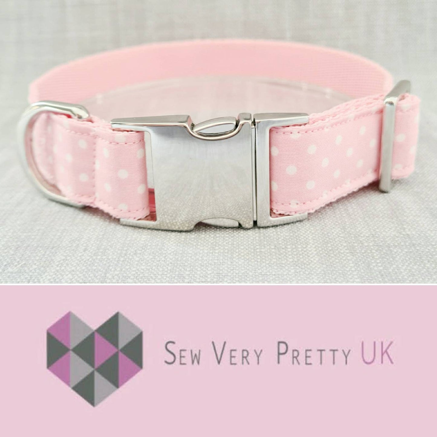 Pink polka dot dog collar