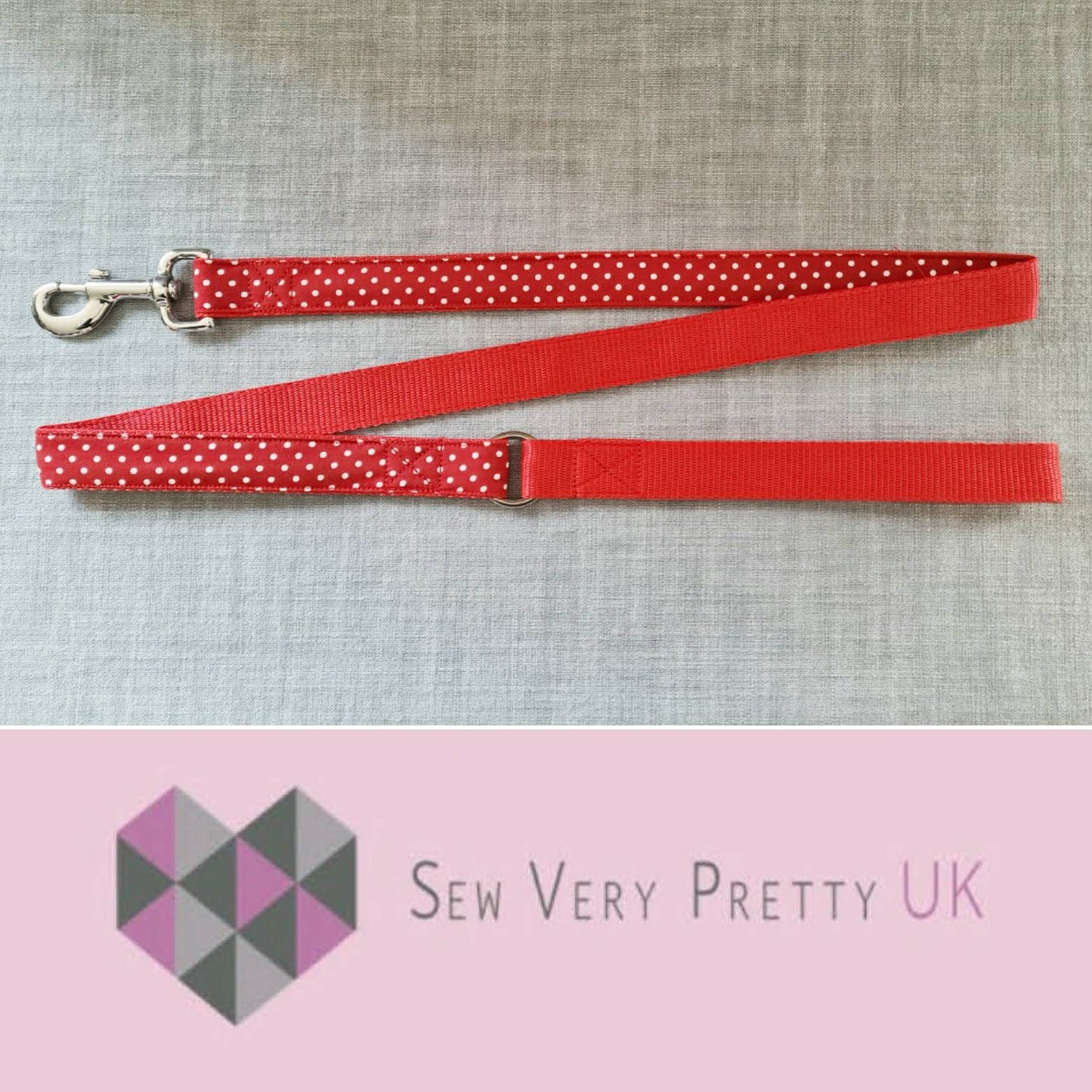 Red polka dot dog lead