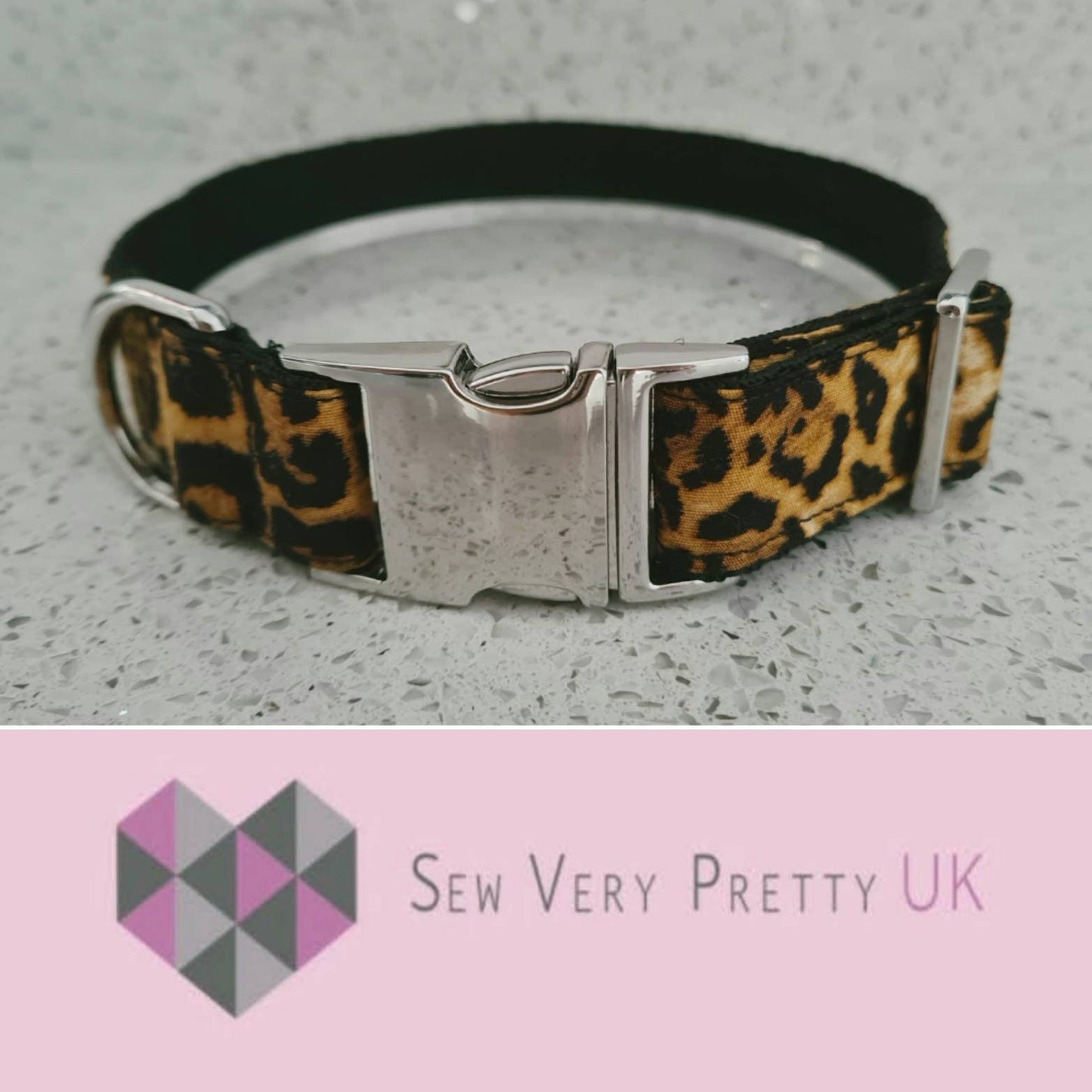 Leopard print collar, lead and bow set