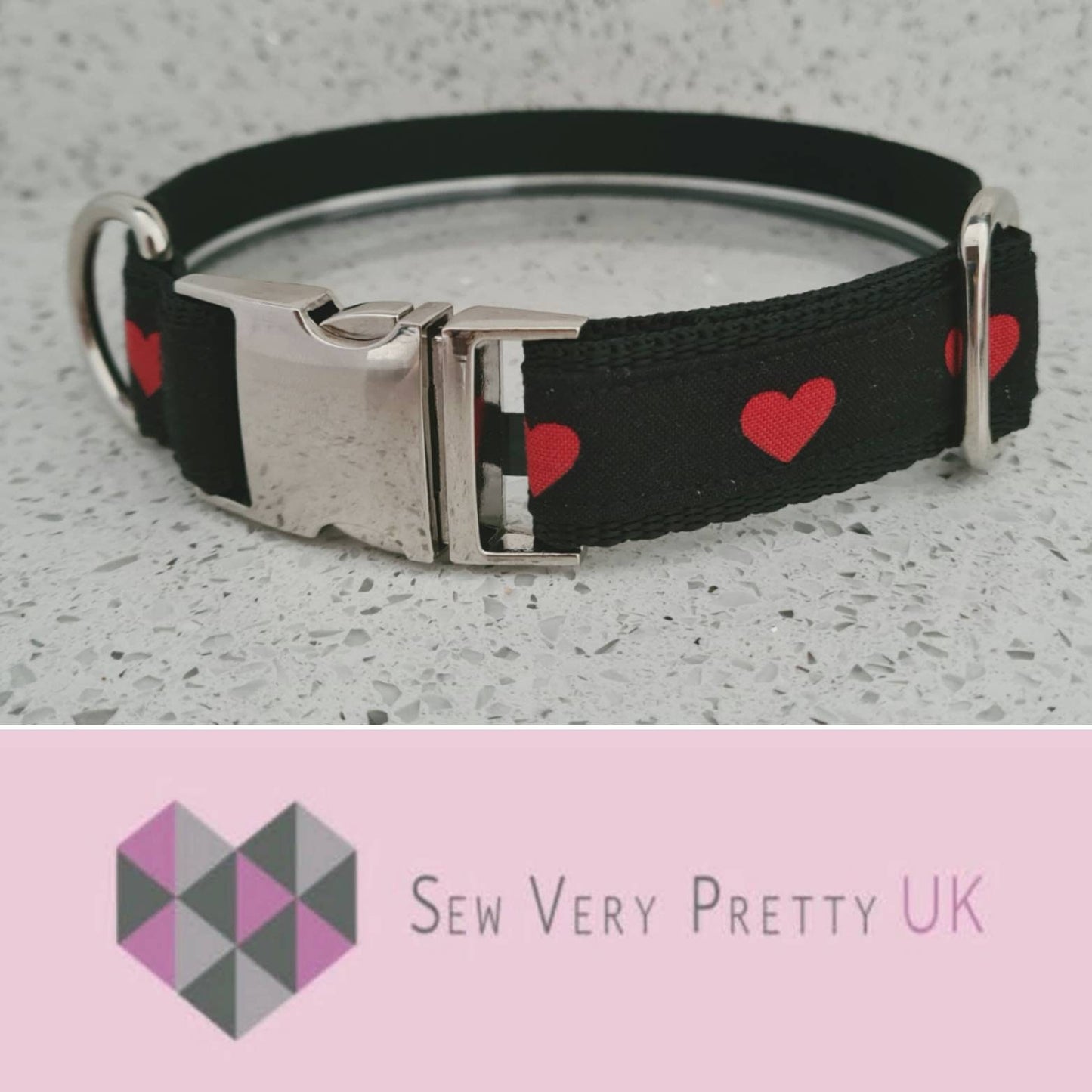 Valentines red hearts love dog collar, lead and dickie bow set, dog gifts