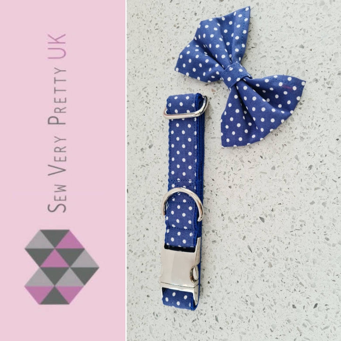 Blue polka dot bow tie