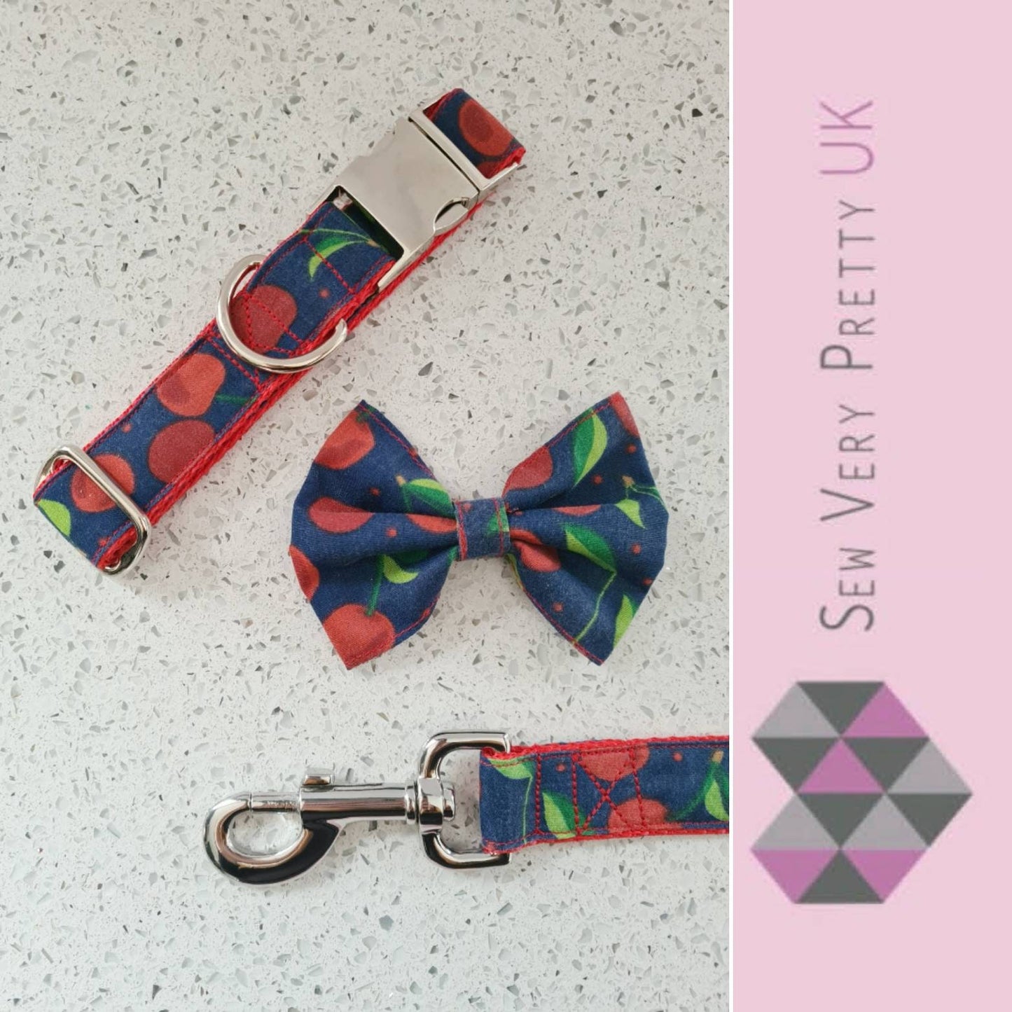 Red cherries dog lead