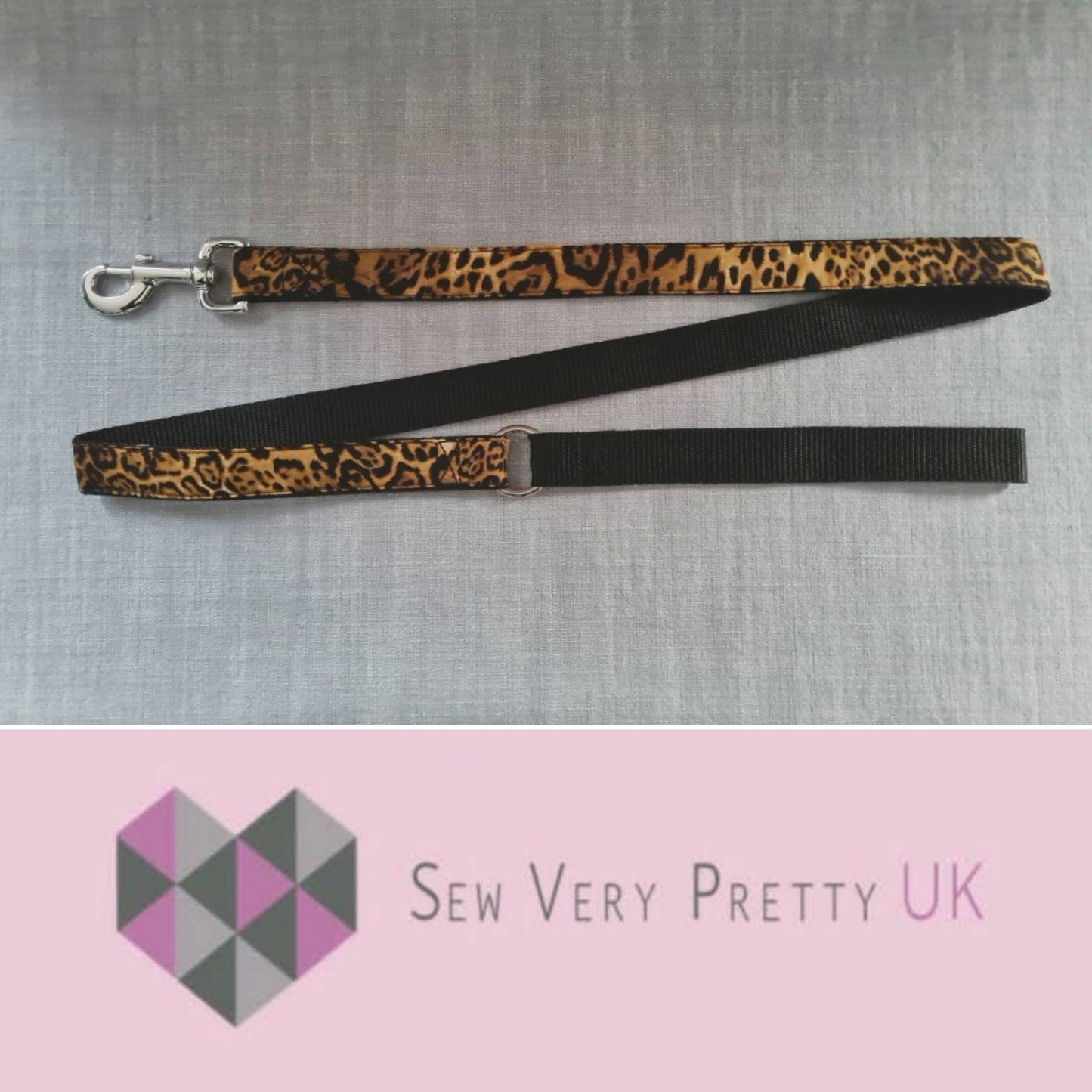 Leopard print collar, lead and bow set