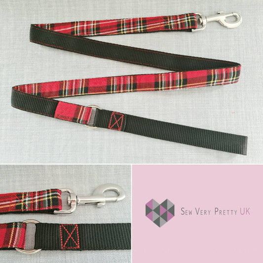 Red tartan dog lead
