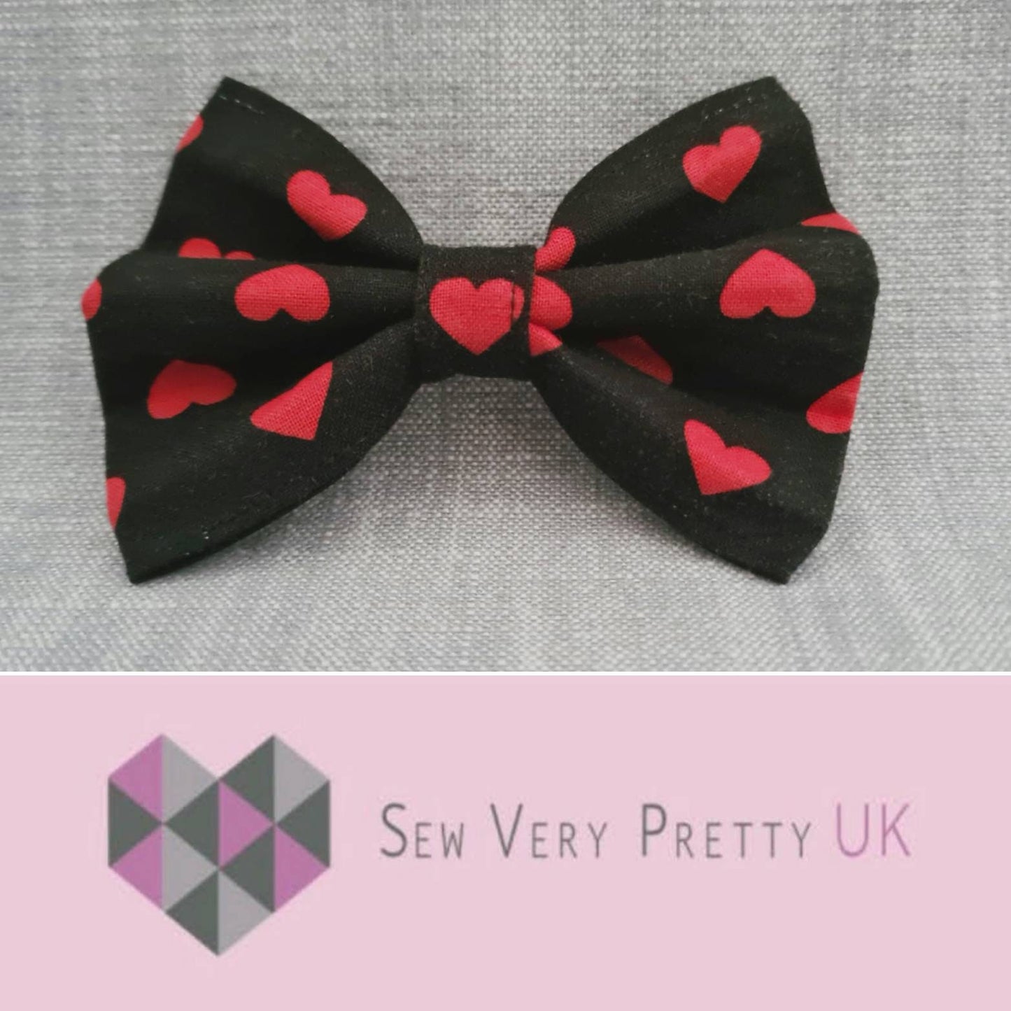 Valentines red hearts love dog collar, lead and dickie bow set, dog gifts