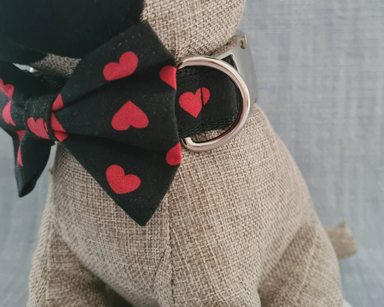 Valentines red hearts love dog collar, lead and dickie bow set, dog gifts