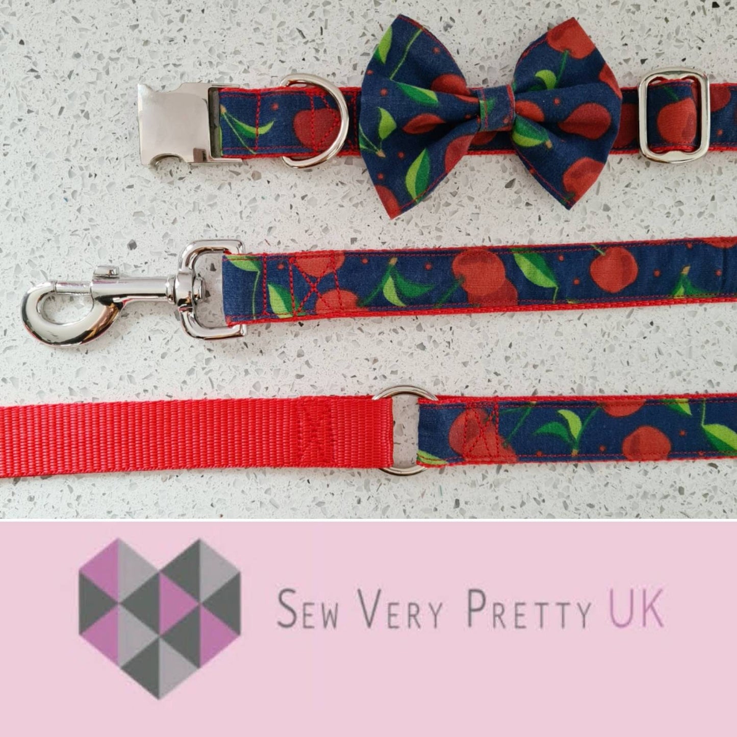 Red cherries dog lead