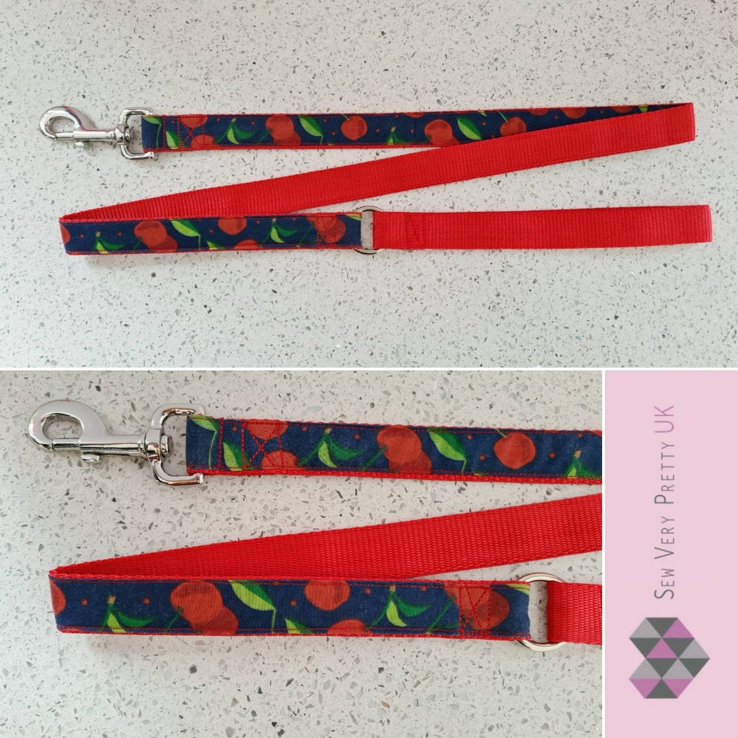 Red cherries dog lead