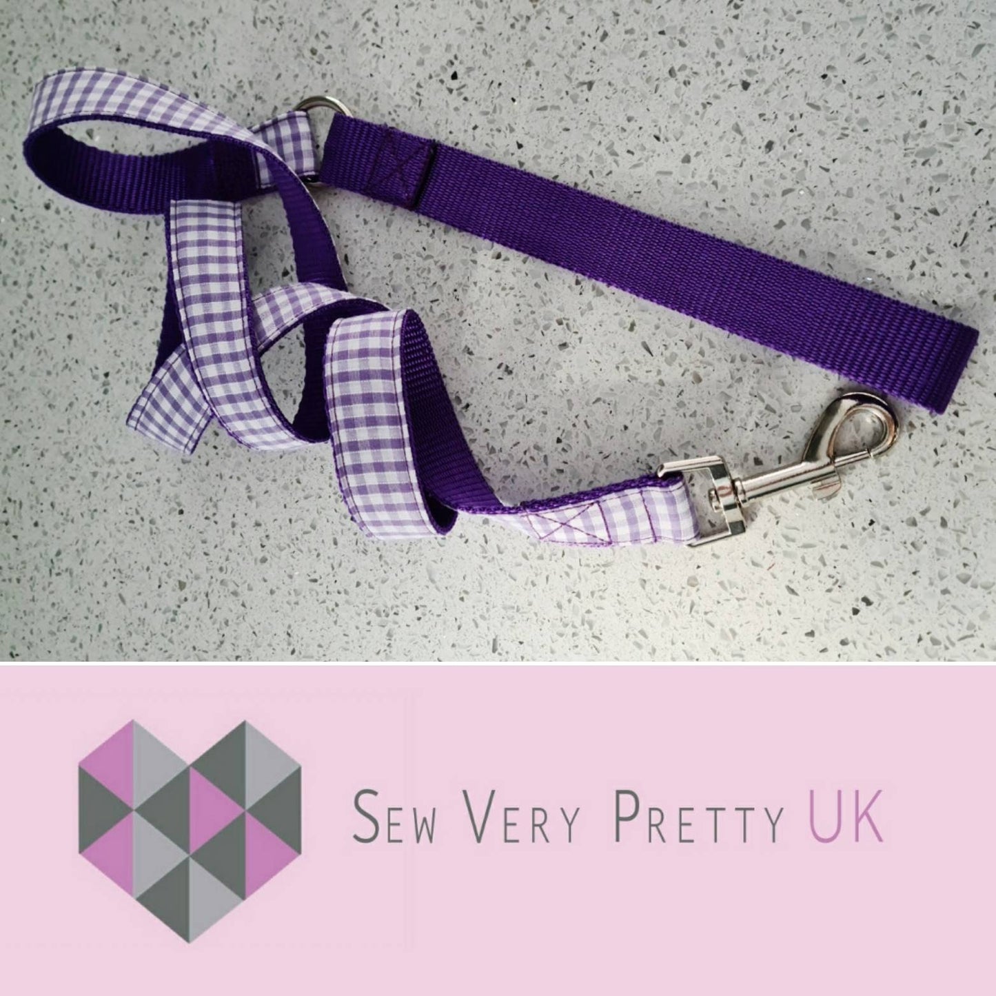 Purple gingham dog lead