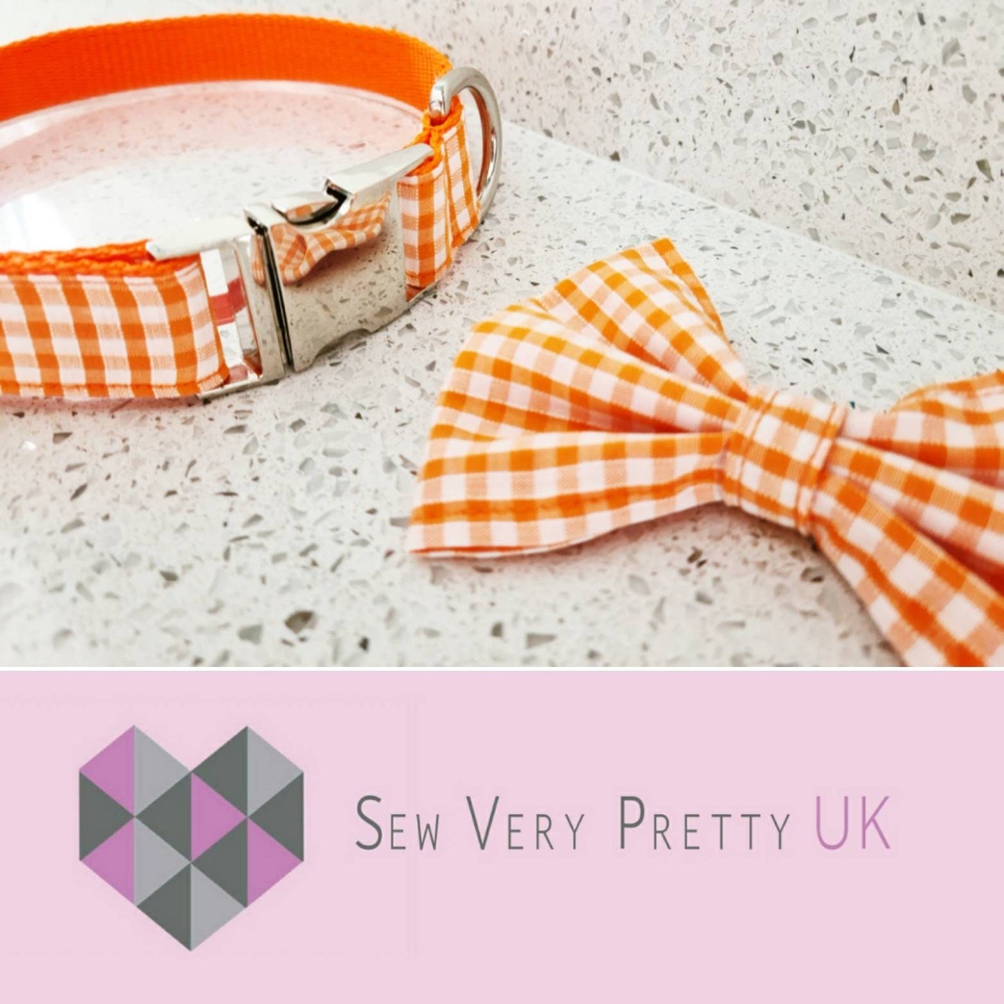 Orange gingham dog collar