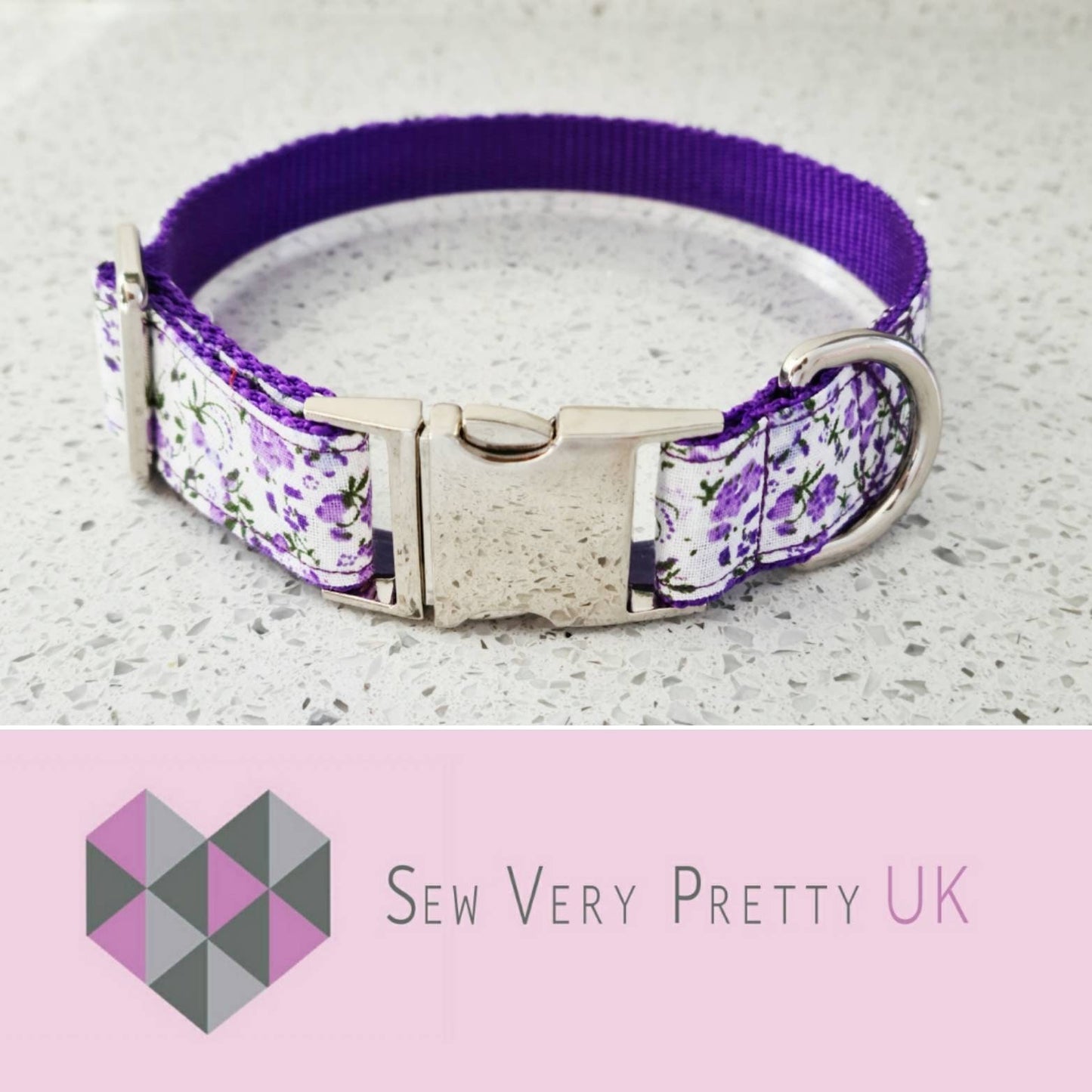 Purple floral dog collar