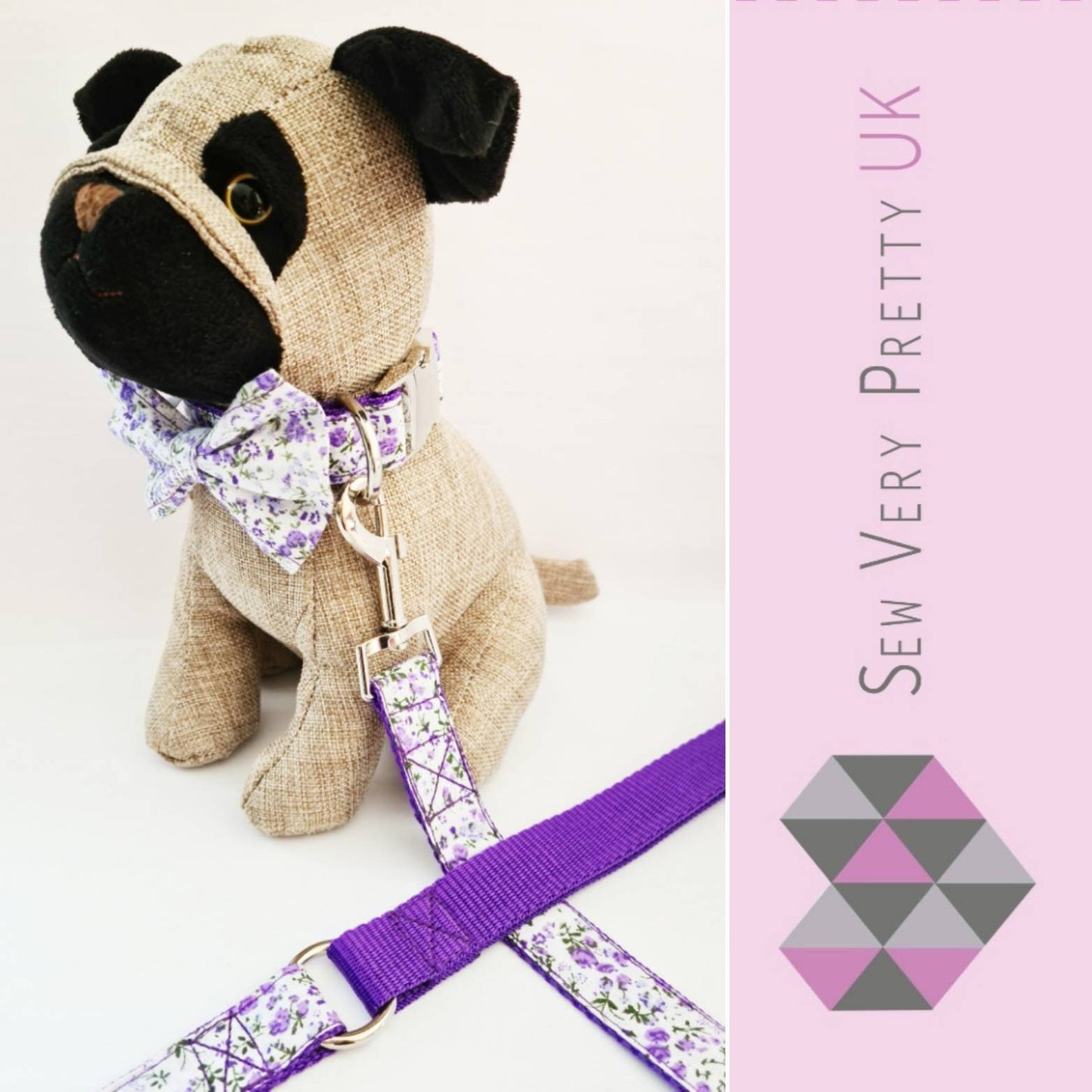 Purple floral dog lead