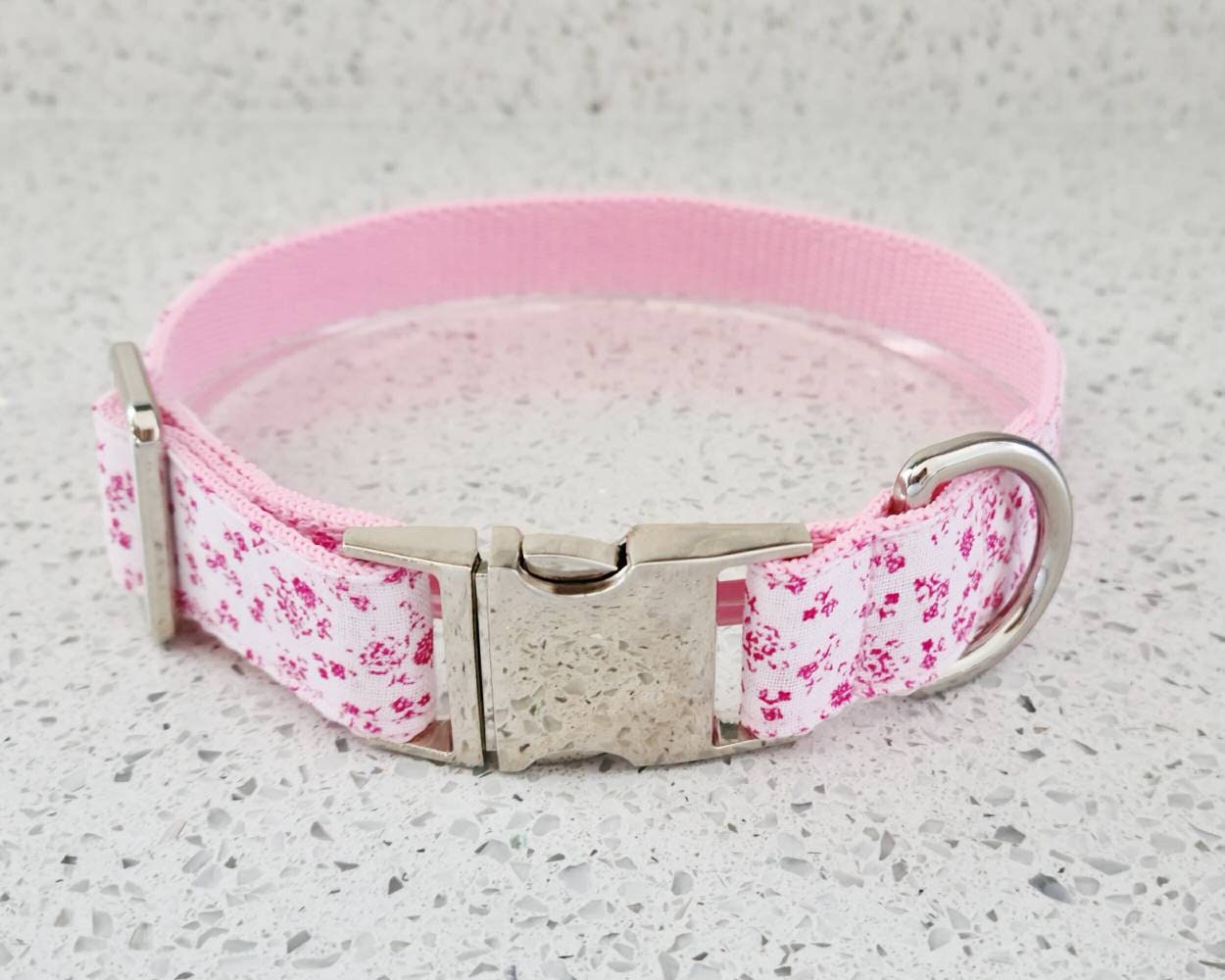 Pink floral dog collar