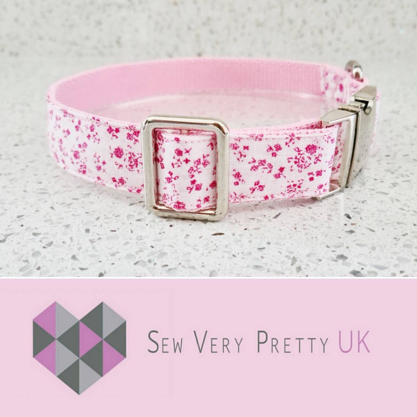 Pink floral dog collar