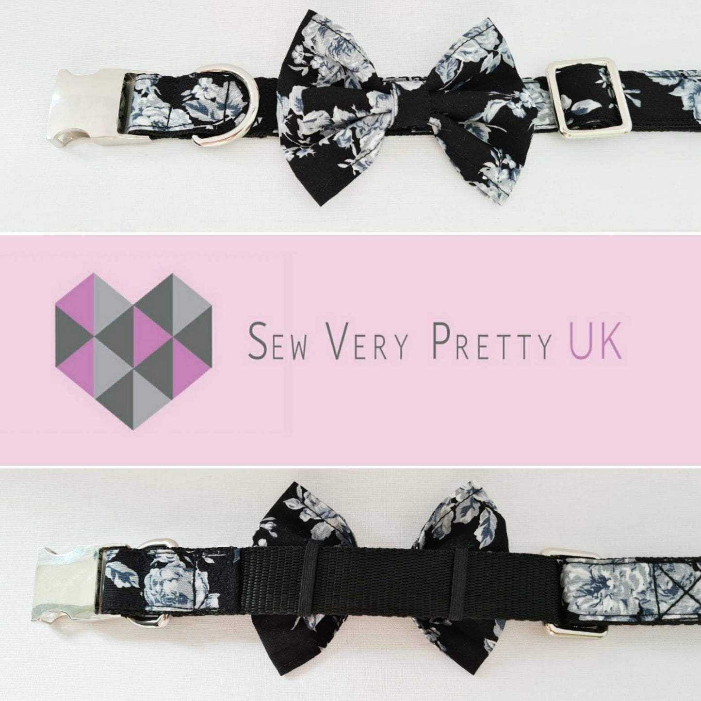 Rose monochrome dog collar