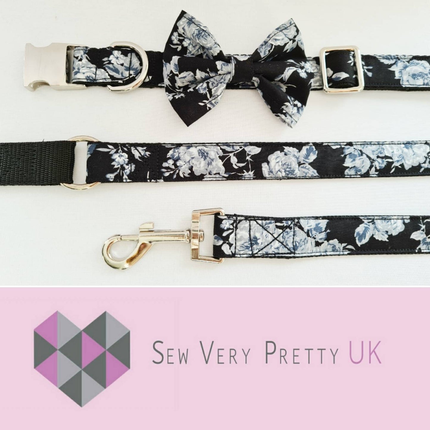 Rose monochrome dog collar
