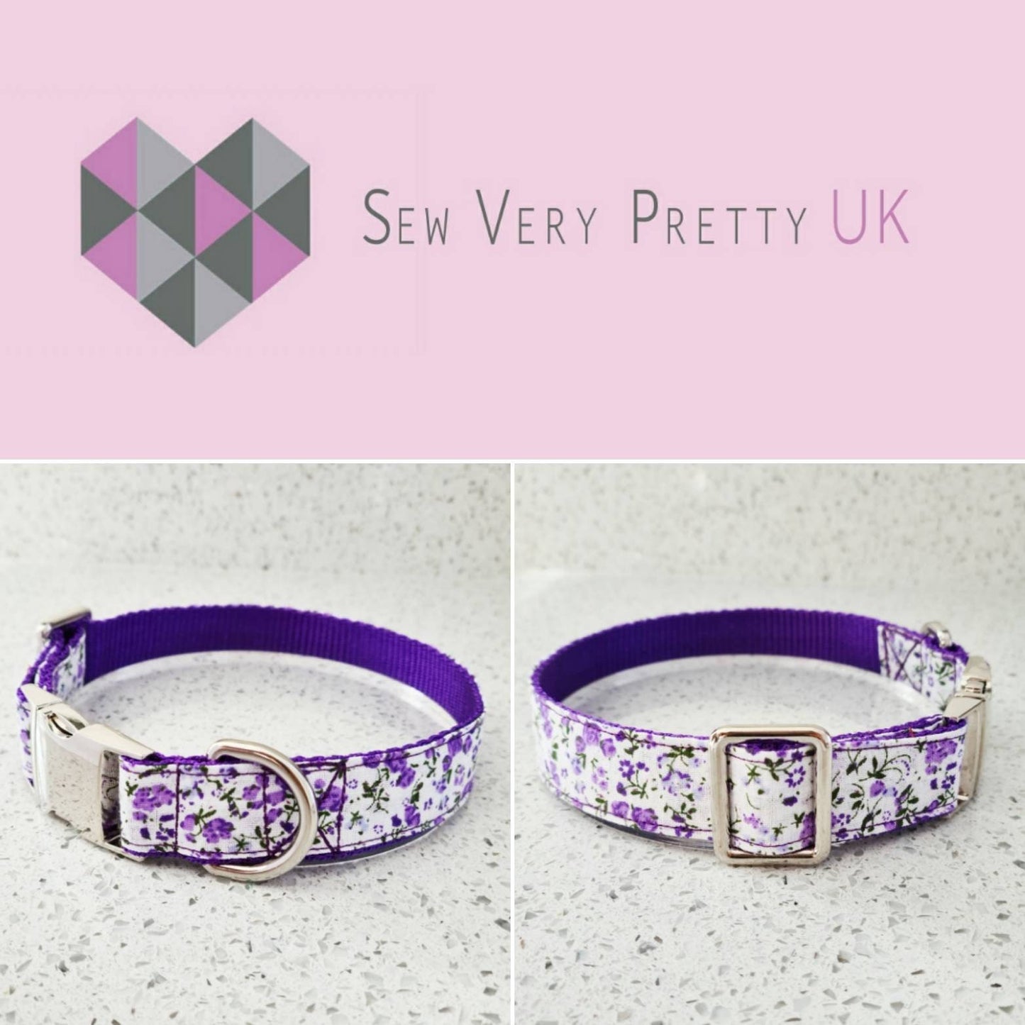 Purple floral dog collar