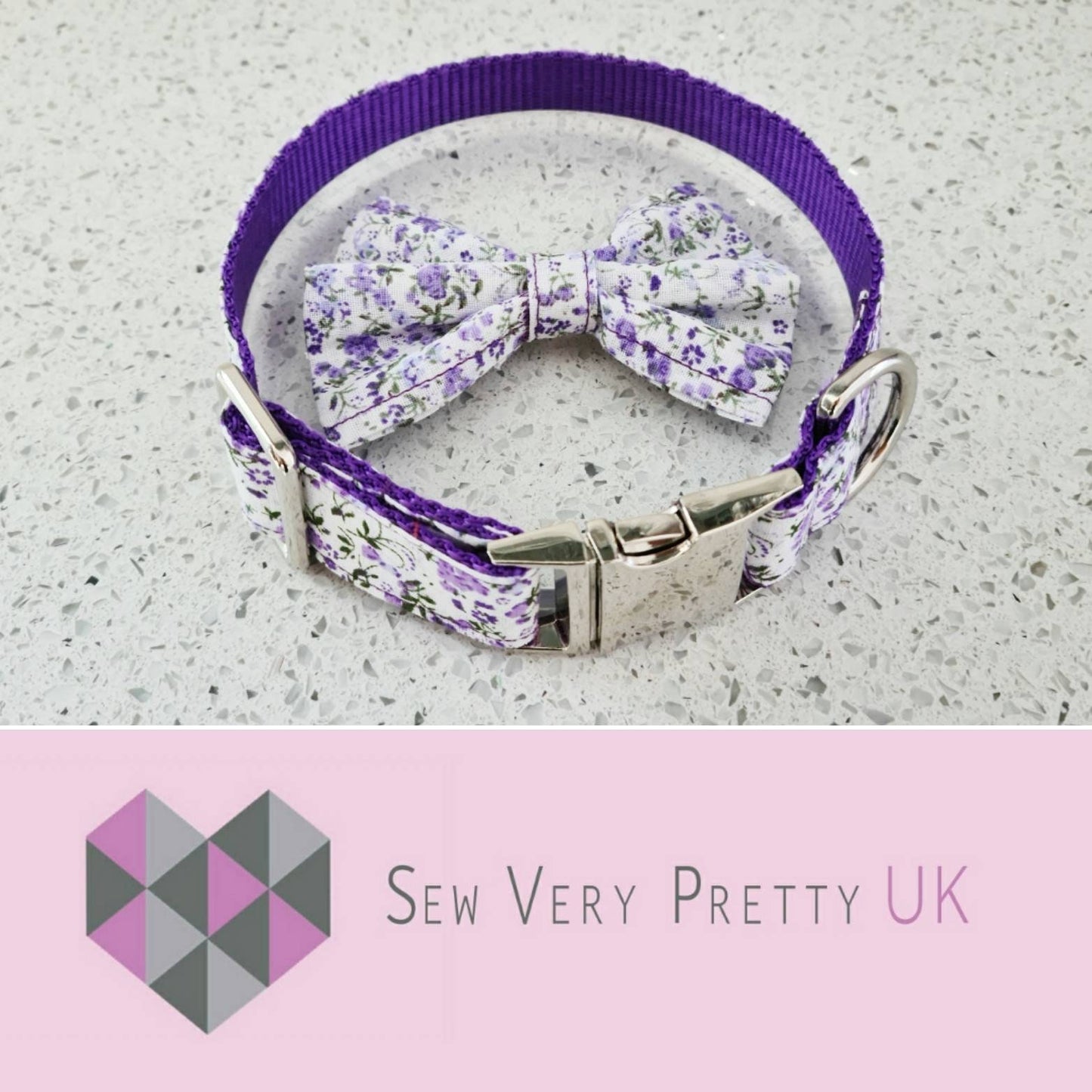 Purple floral dog collar