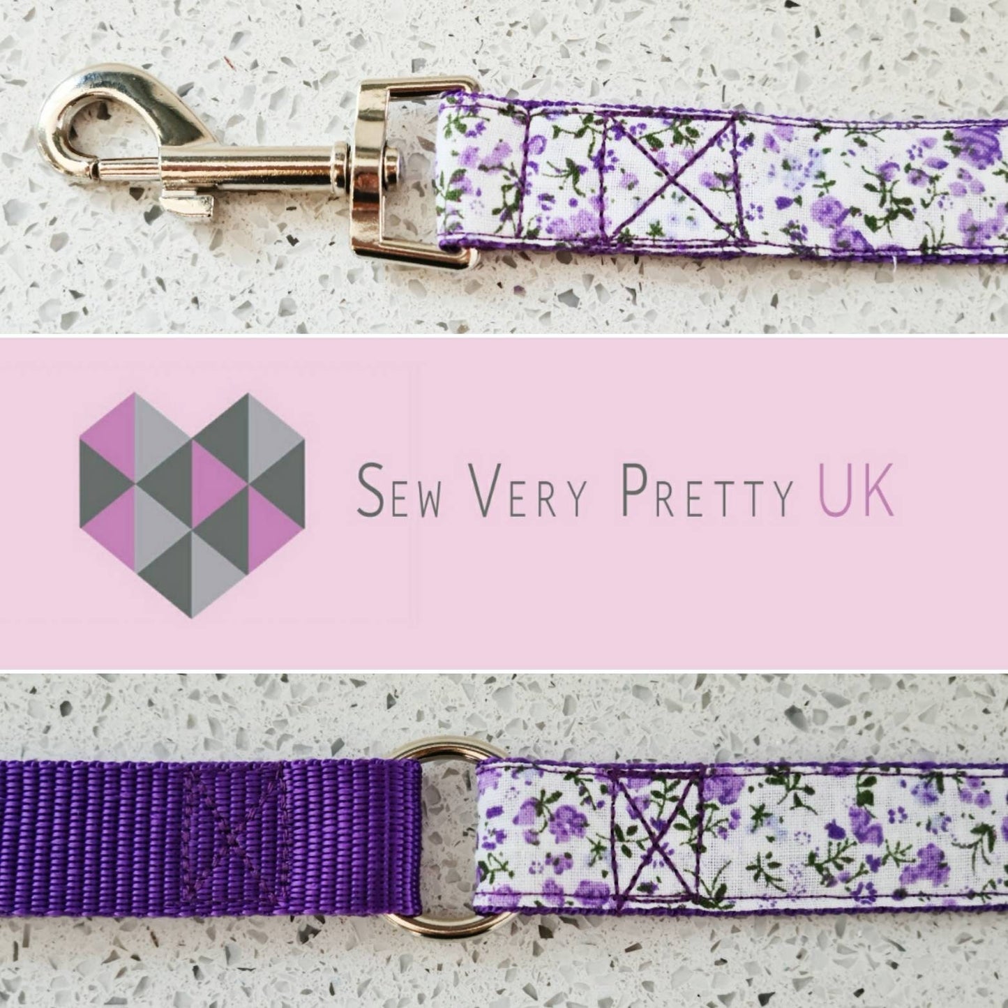 Purple floral dog lead