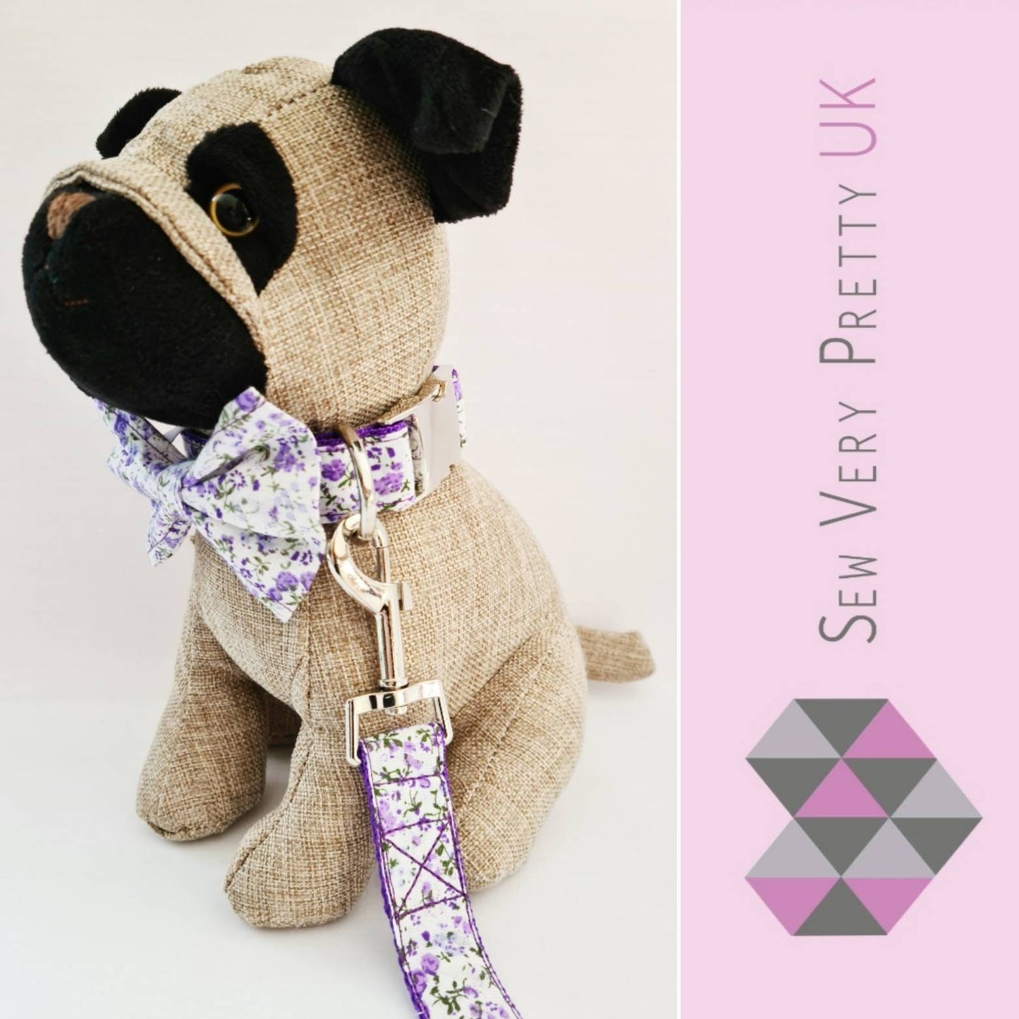 Purple floral dog lead