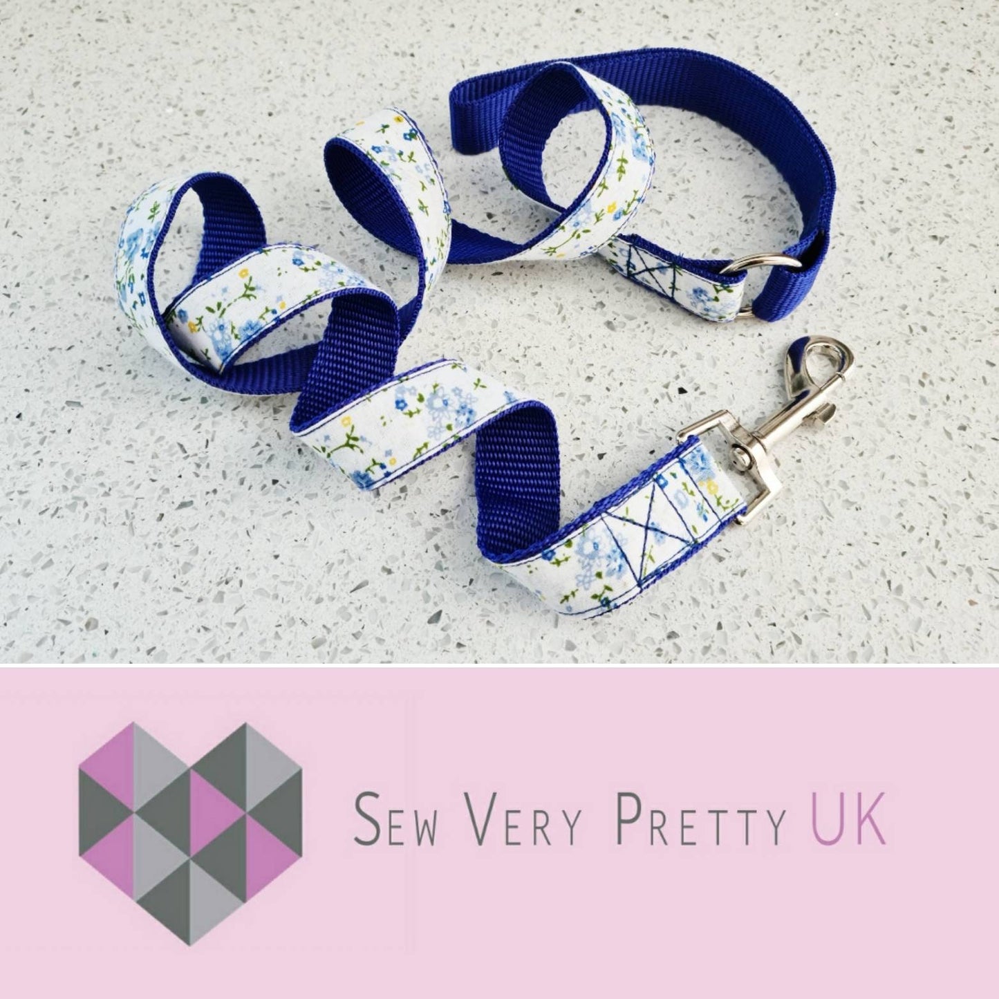 Blue floral dog lead