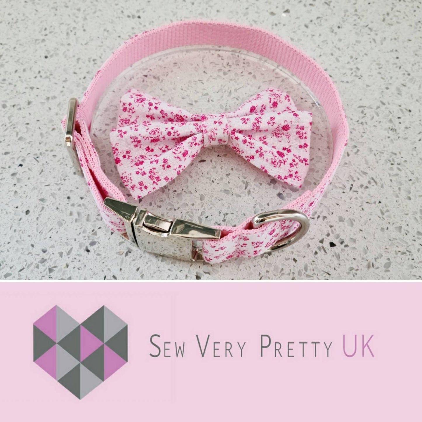 Pink floral dog collar