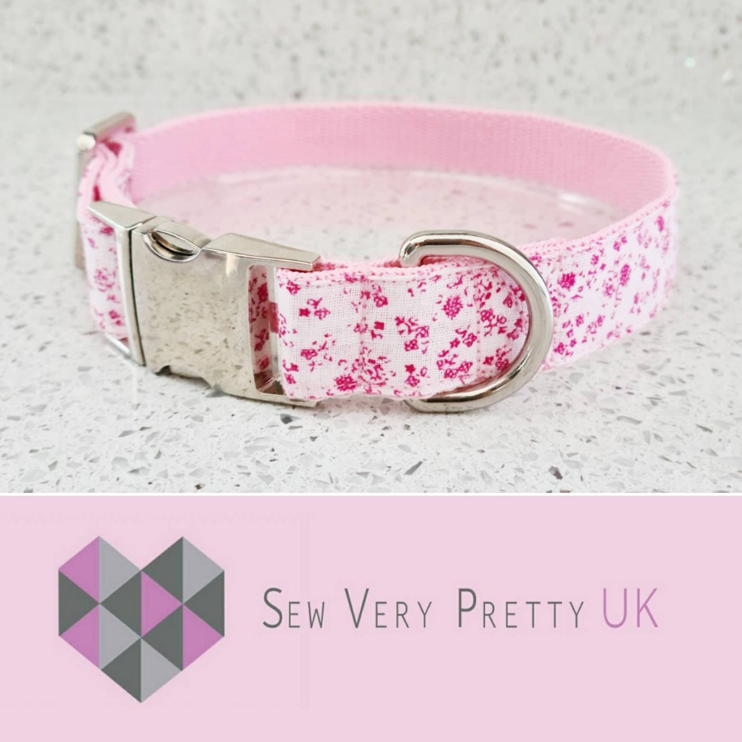 Pink floral dog collar