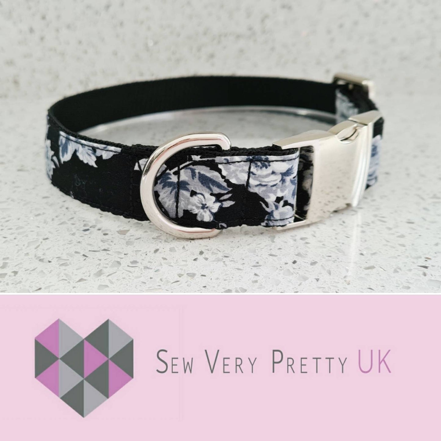 Rose monochrome dog collar