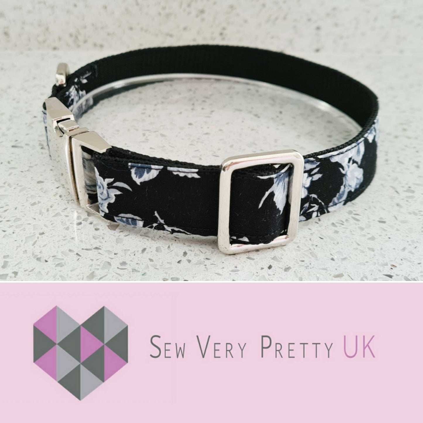 Rose monochrome dog collar
