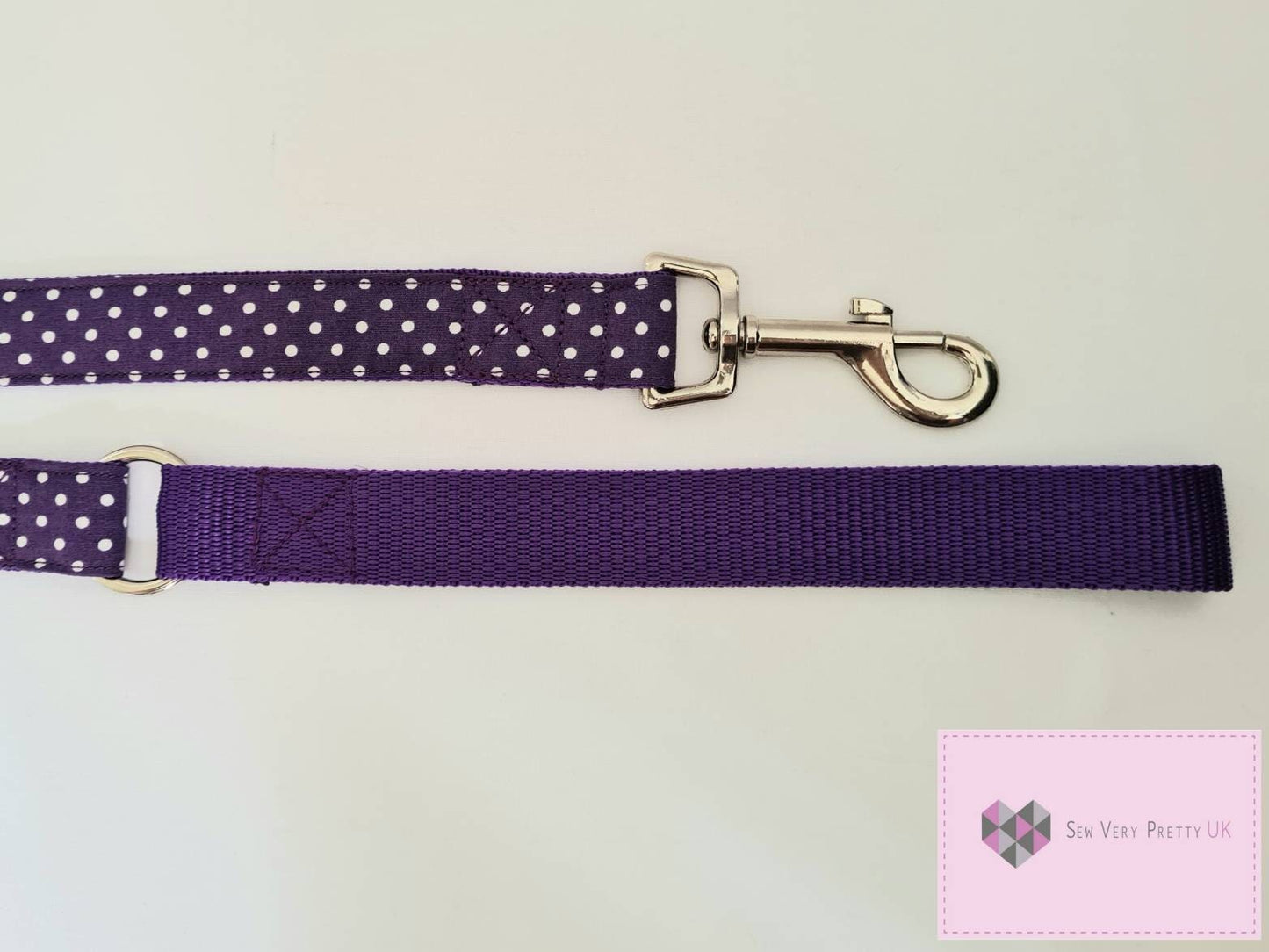 Purple polka dot dog lead