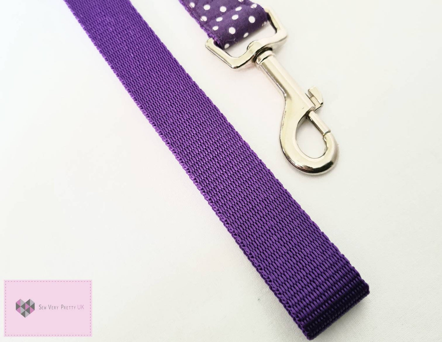 Purple polka dot dog lead
