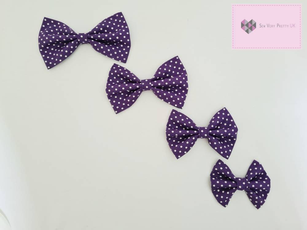 Purple polka dot bow tie