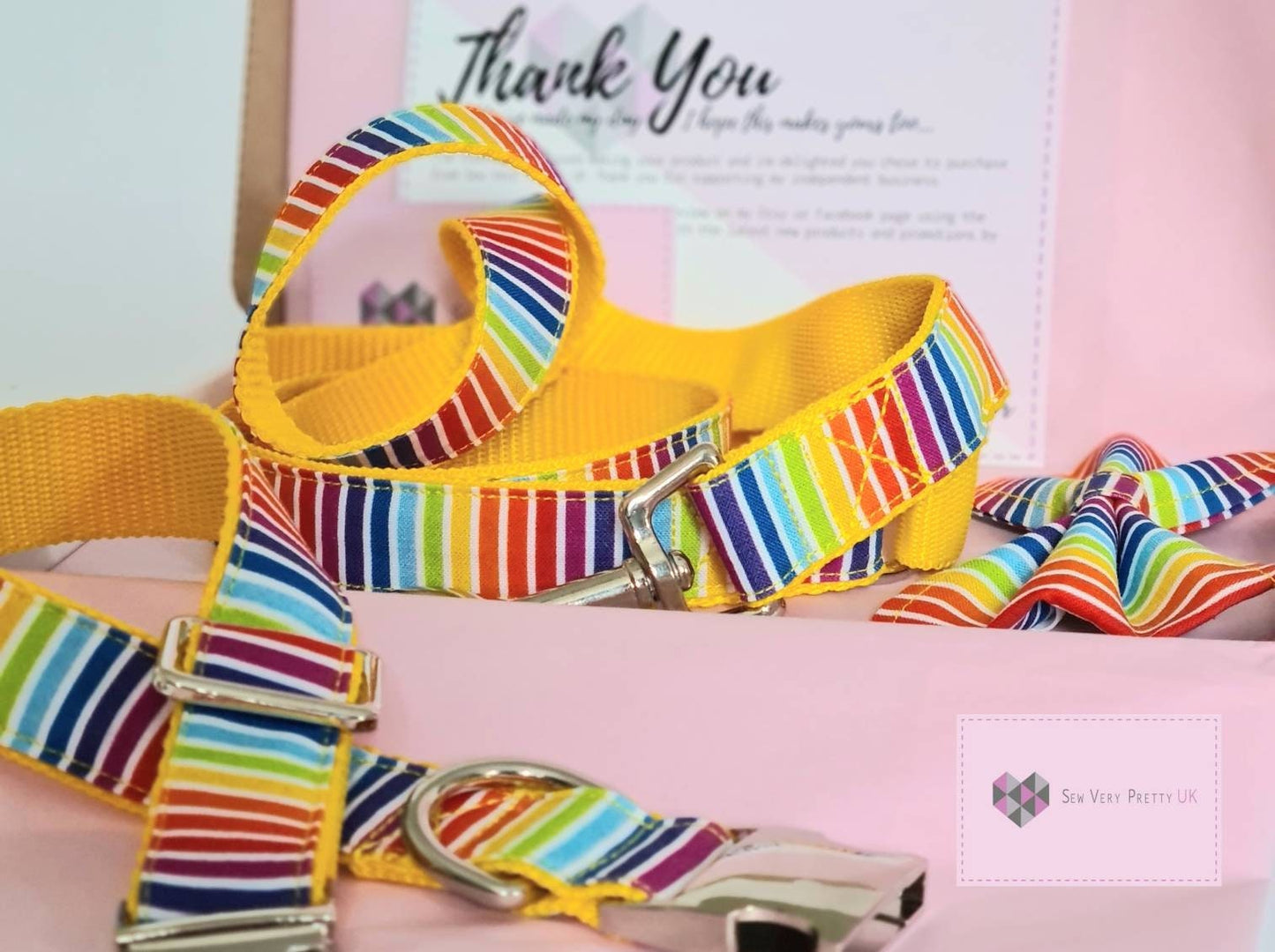 Rainbow stripe dog lead