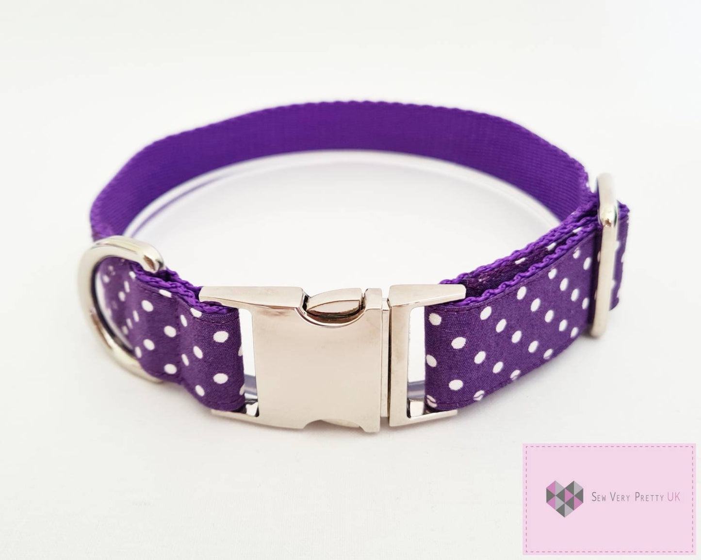 Purple polka dot dog collar