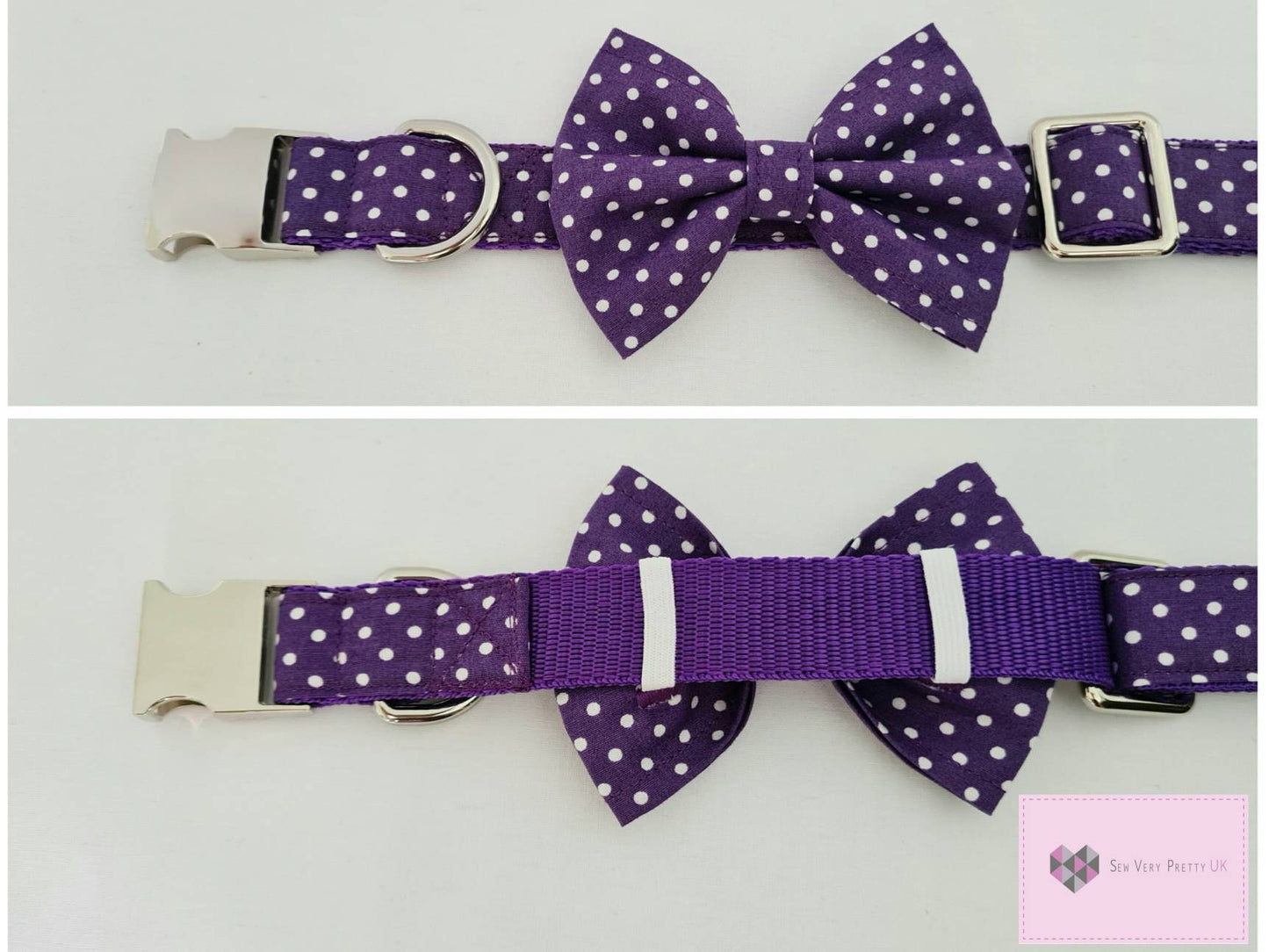 Purple polka dot dog collar