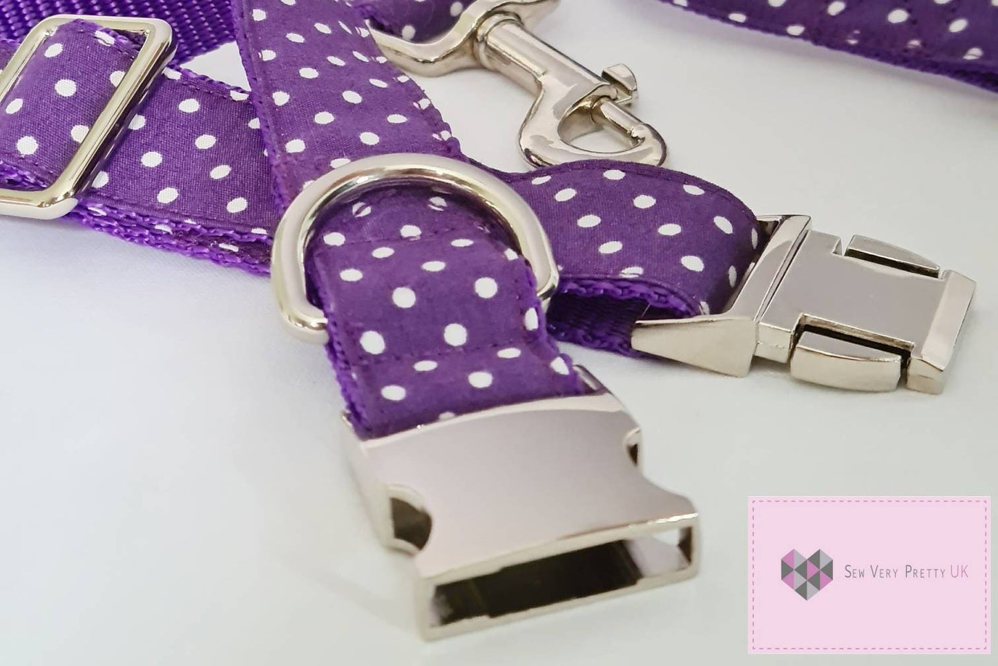 Purple polka dot dog collar