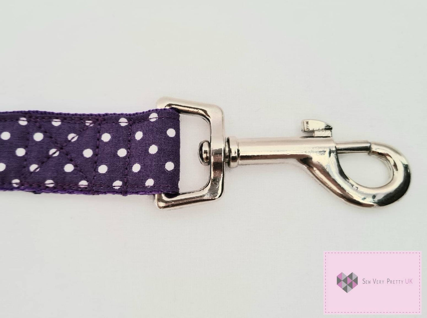 Purple polka dot dog lead
