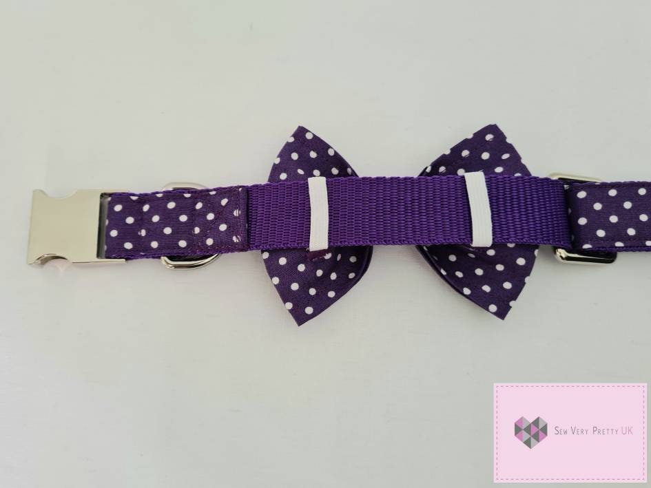 Purple polka dot bow tie