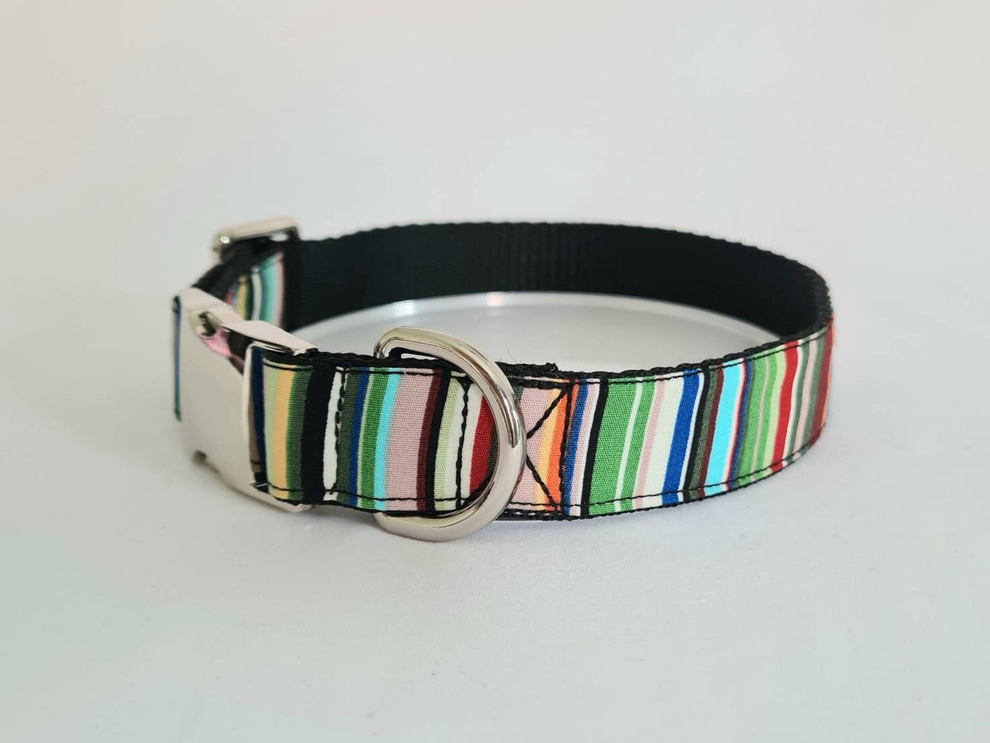 Green stripe dog collar