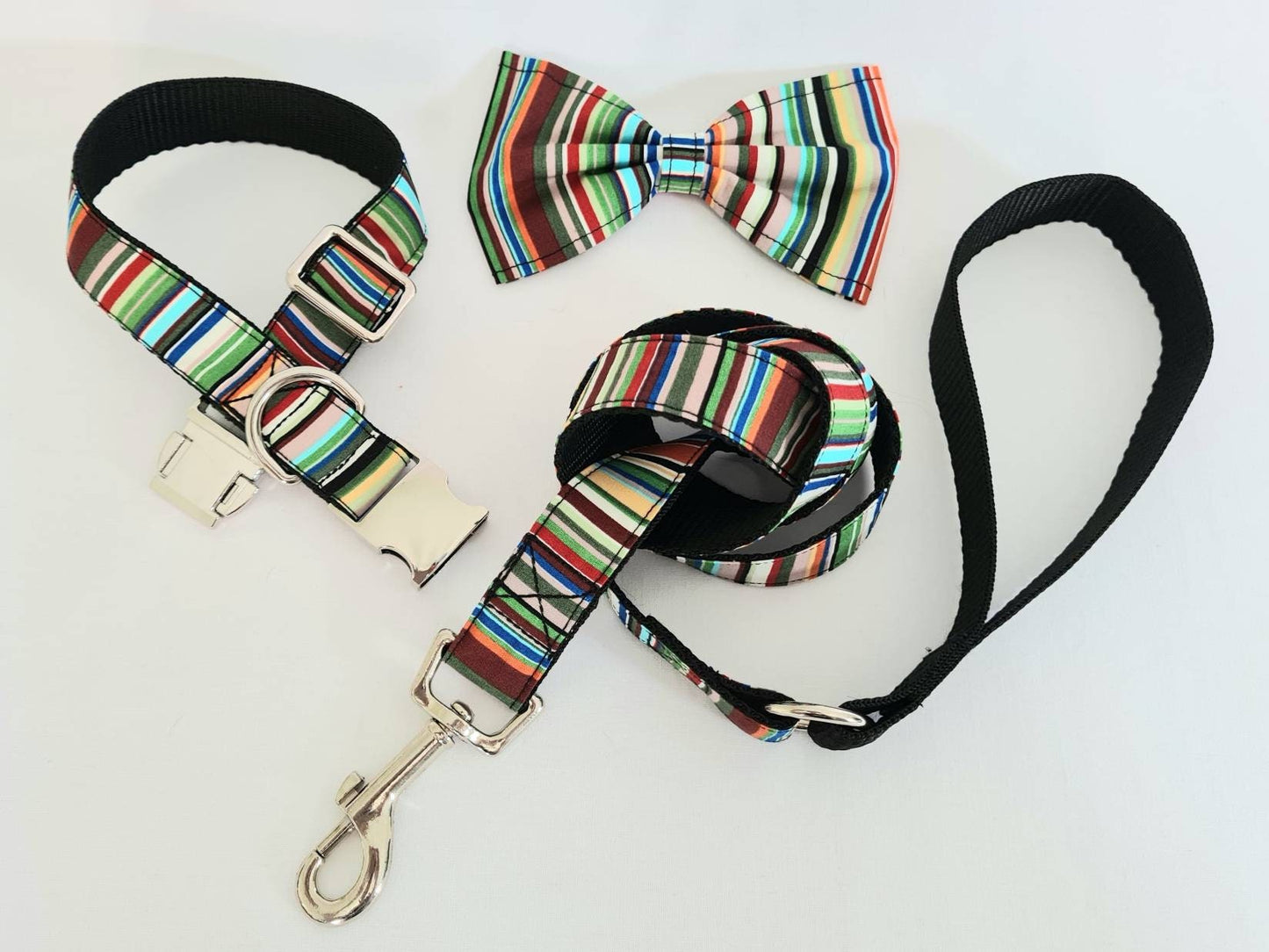 Green stripe dog lead