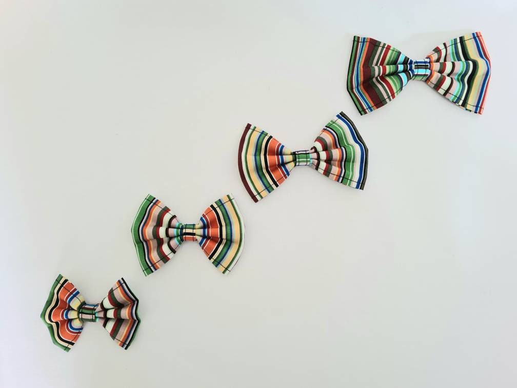 Green stripe bow tie