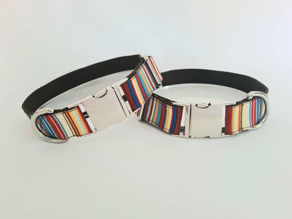 Blue stripe dog collar